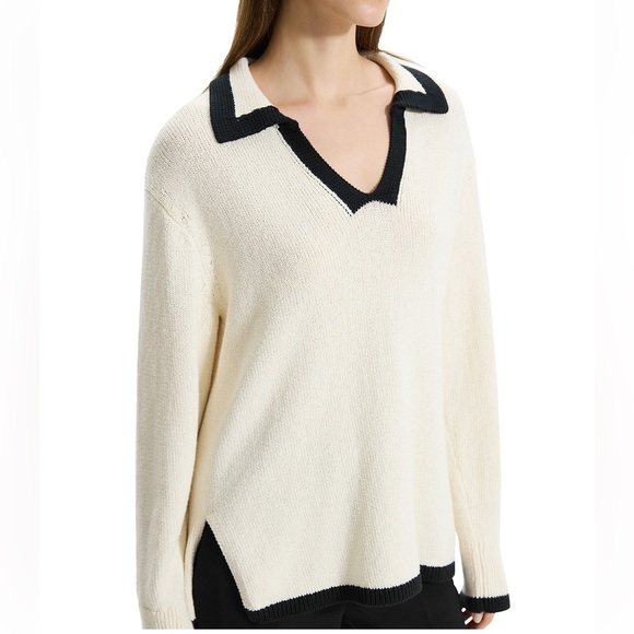 THEORYTextured Collared Oversized Pullover